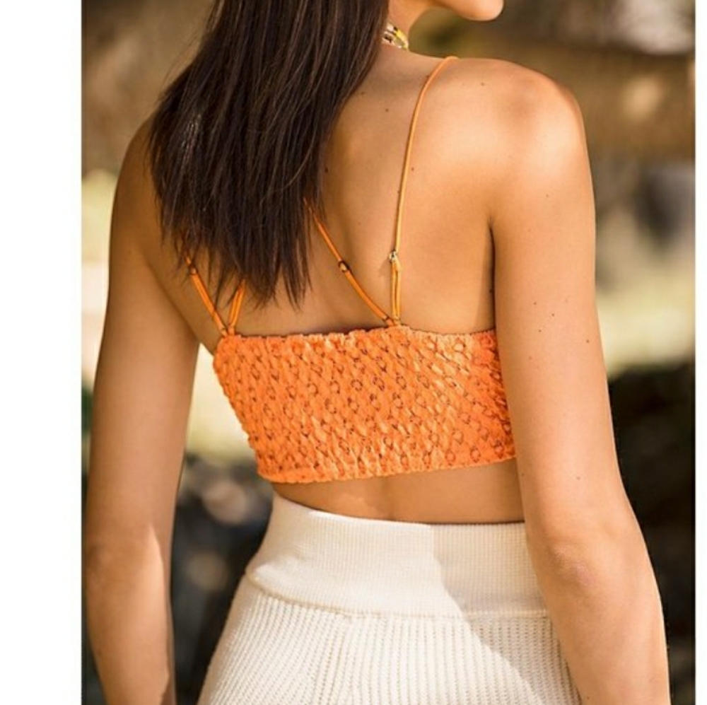 Free People Adella Lace Bralet Neon Peach - Picture 3 of 13